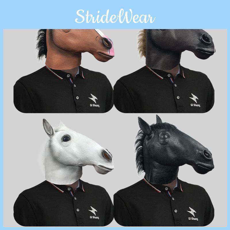 Svart Hästhuvudmask Unik Latex Ansiktsmask Perfekt för Födelsedagar och Festliga Firanden cm black