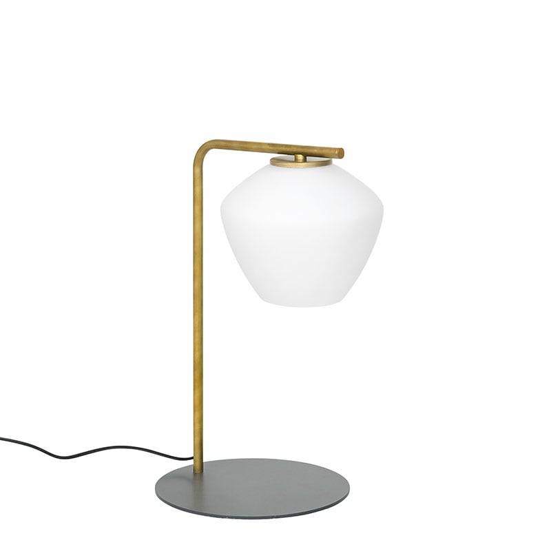 Konsthantverk DK bordslampa råmässing/matt opalglas