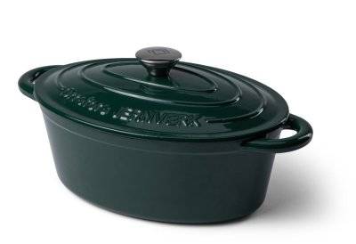 Oval gjutjärnsgryta 4 liter från Orrefors Jernverk (Färg: Mörkgrön)