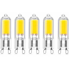 5 stk. 2W G9 Kapsel Base COB LED Pære 220V 200 Lumen 10W-20W Halogen Pære Equivalent til Lysekrone Skrivebordslampe Væglampe Varm Hvid 3000K [Energi Kl