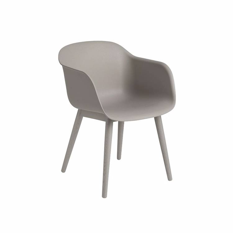 Muuto Fiber Spisebordsstol Grå Armstöd Ek