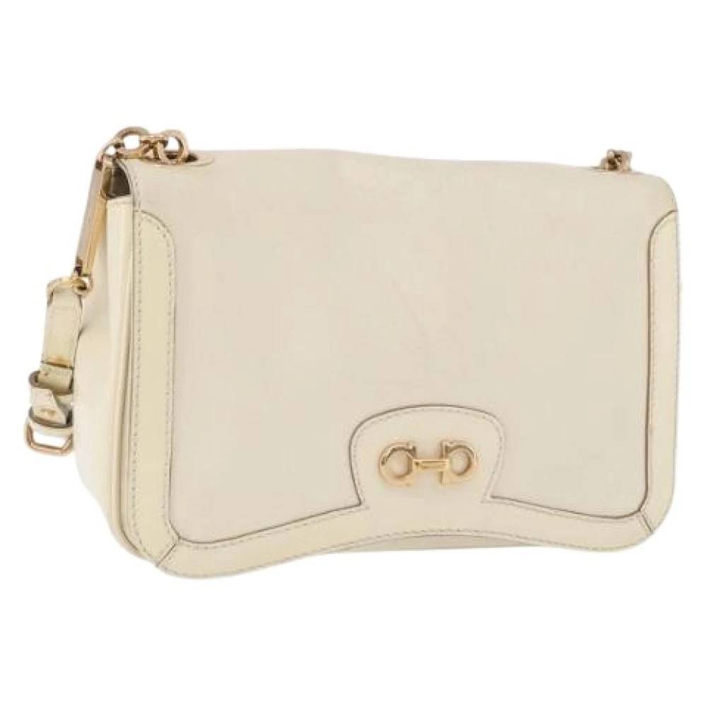 Salvatore Ferragamo Pre-owned Pre-owned Skuldertaske - Vintage - Dame - Hvid - ONE SIZE - Uld