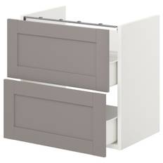 IKEA - ENHET underskab t vask m 2 skuffer, hvid/grå stel, 60x42x60 cm