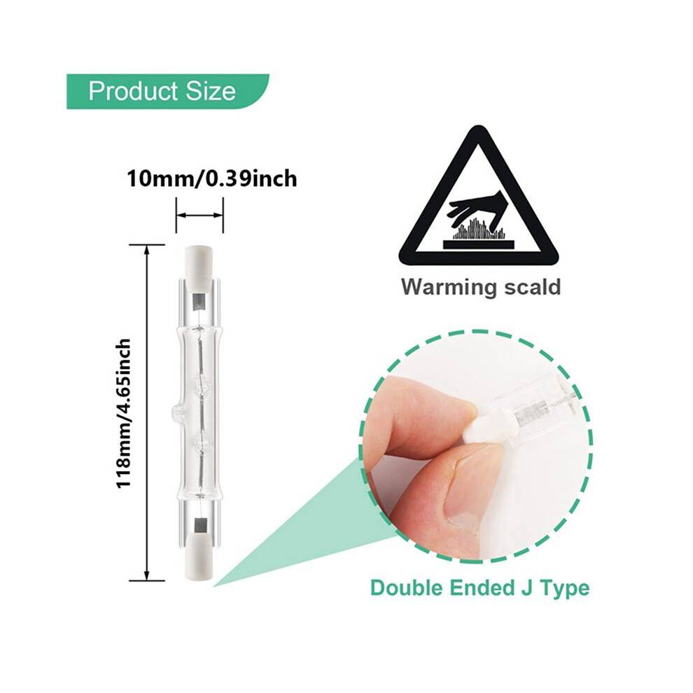 25 Pack R7S 118mm 300W 230V,R7S Halogen Linear Light Bulb, Dimmable Halogen Lamp for Construction Landscape Lighting
