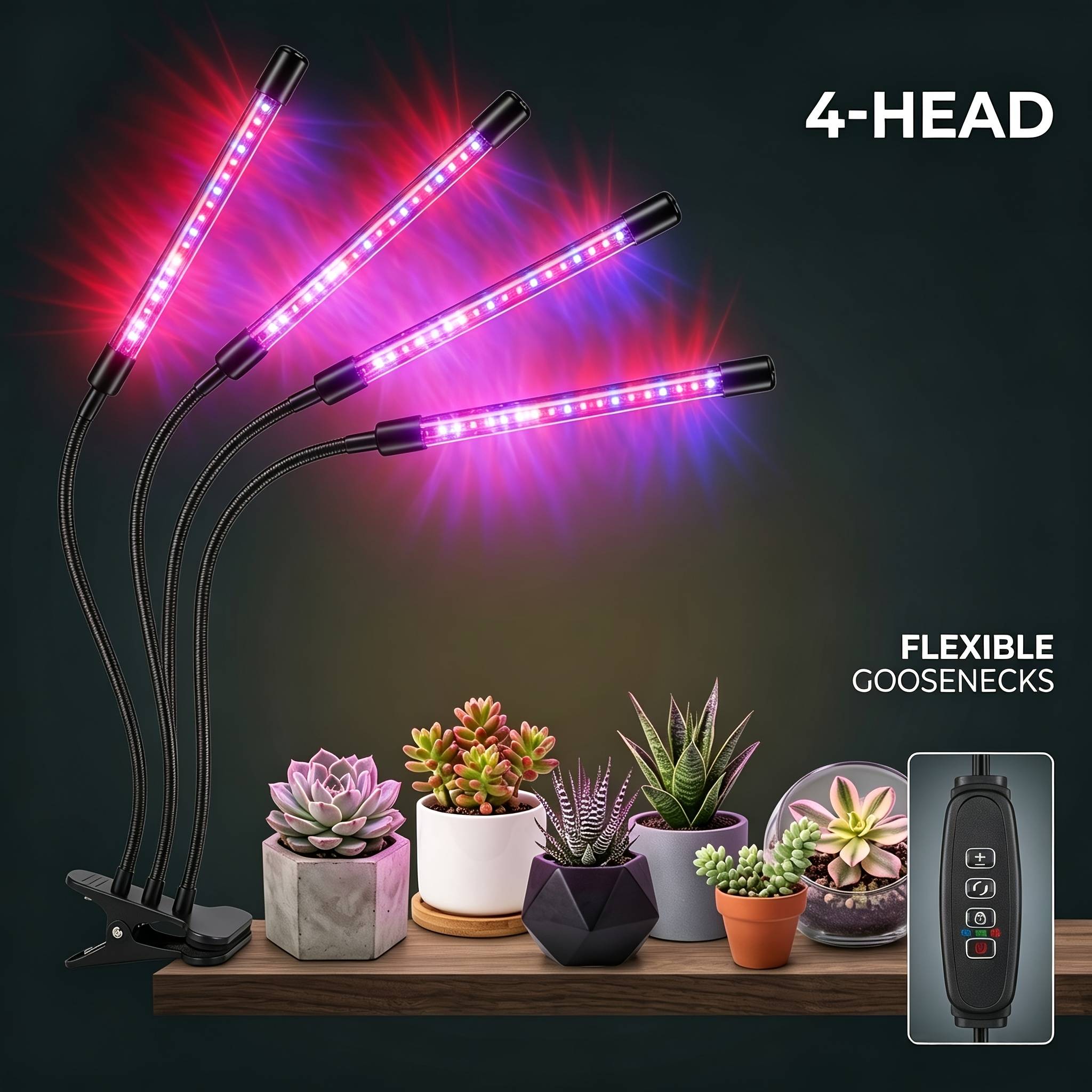 TEMU Led Grow Light - High- Indoor Plant Lamp - Flexible Rotation And Automatic Timer - Promotes Growth - Perfect For Home Gardens