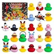 Rubber Duck Advent Calendar 2024 m | 24 st gummi Anka adventskalender 2024 | Julsemester adventskalender, adventskalender ankor, jul nedräkning adventskalender (A)
