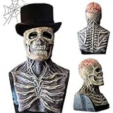 BARVERE Halloweenmask skräck, dödskalle latexmask med rörlig käke, skalltäcke och helhuvud 3D skelett mask för cosplay halloween party dödskalle huvudbonad