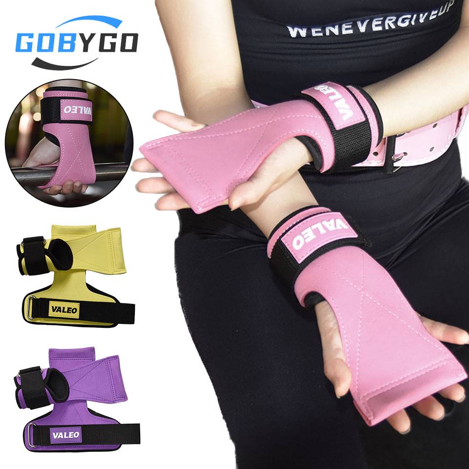 GOBYGO 1Pair Gym Palm Gloves Solid Adjustable Strength Training Grip Support Wrist Bands Pull-ups Bench Press Hard Pull-Up Bands