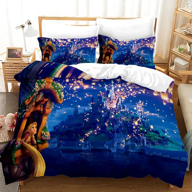 Påslakan med motiv av Rapunzel och ljus från tornet, 210 x 210 cm (210 x 210 cm)