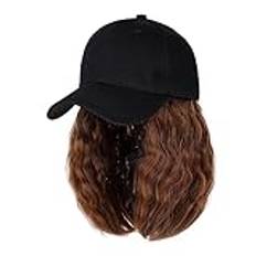 Peruk Keps Baseballkeps Kort peruk Lockigt Syntet Baseballkeps Hårperuk Naturlig Svart Stickad Hatt Peruker Naturligt Syntet Justerbar Pannband Peruk Människohår (Color : F710 12H22T)