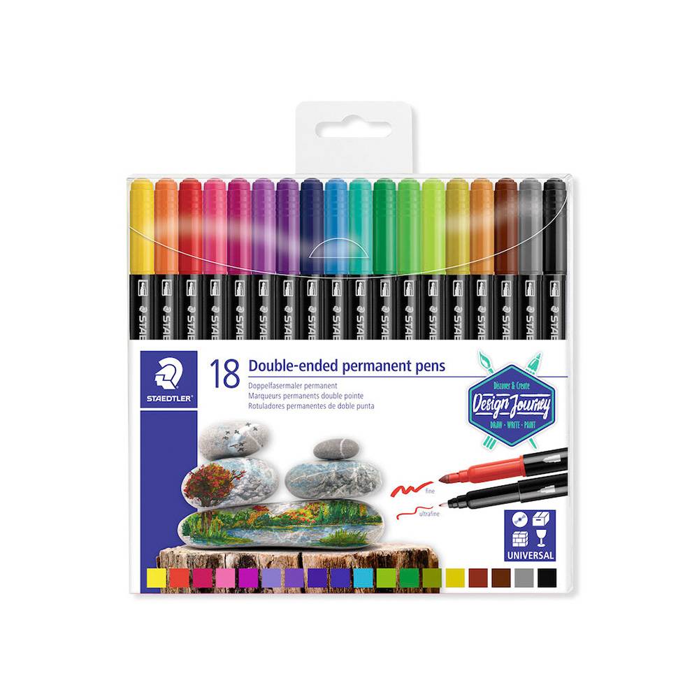 6 x Staedtler Duo tusser 18 farver