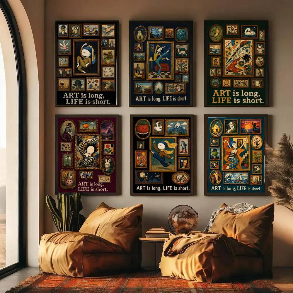 Vintage Gallery Wisdom Poster Wall Decor Self-Adhesive Aesthetic Modern Vibe Stylish Gift Friends Using Living Room Bedroom