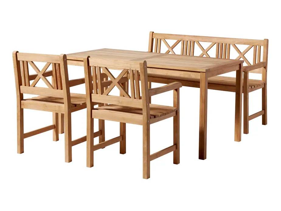 Cinas Rosenborg spisegruppe Teak 3-sæde sofa, 2 lænestole og bord