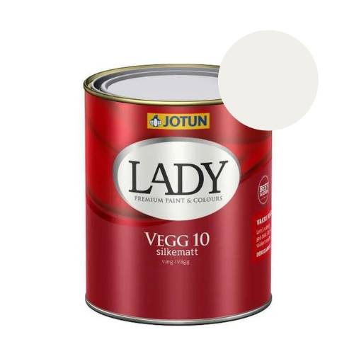 TILBUD: JOTUN LADY Væg 10 Vægmaling 0,68 l. (Glans 10). Farve: 9918 Klassisk Hvit.