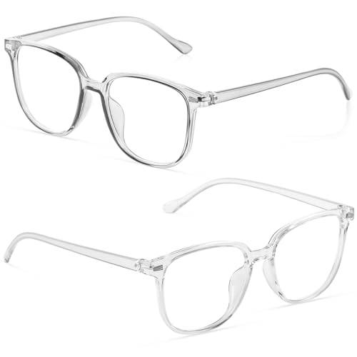 Hawdows 2 Stück Blaulicht Brille Transparent Computerbrille Gaming Schutzbrille Brillenfassung Blaulichtbrille UV Blaues Blockiert Superleichte Verringerung der Augenbelastung Unisex - Weiß Grau
