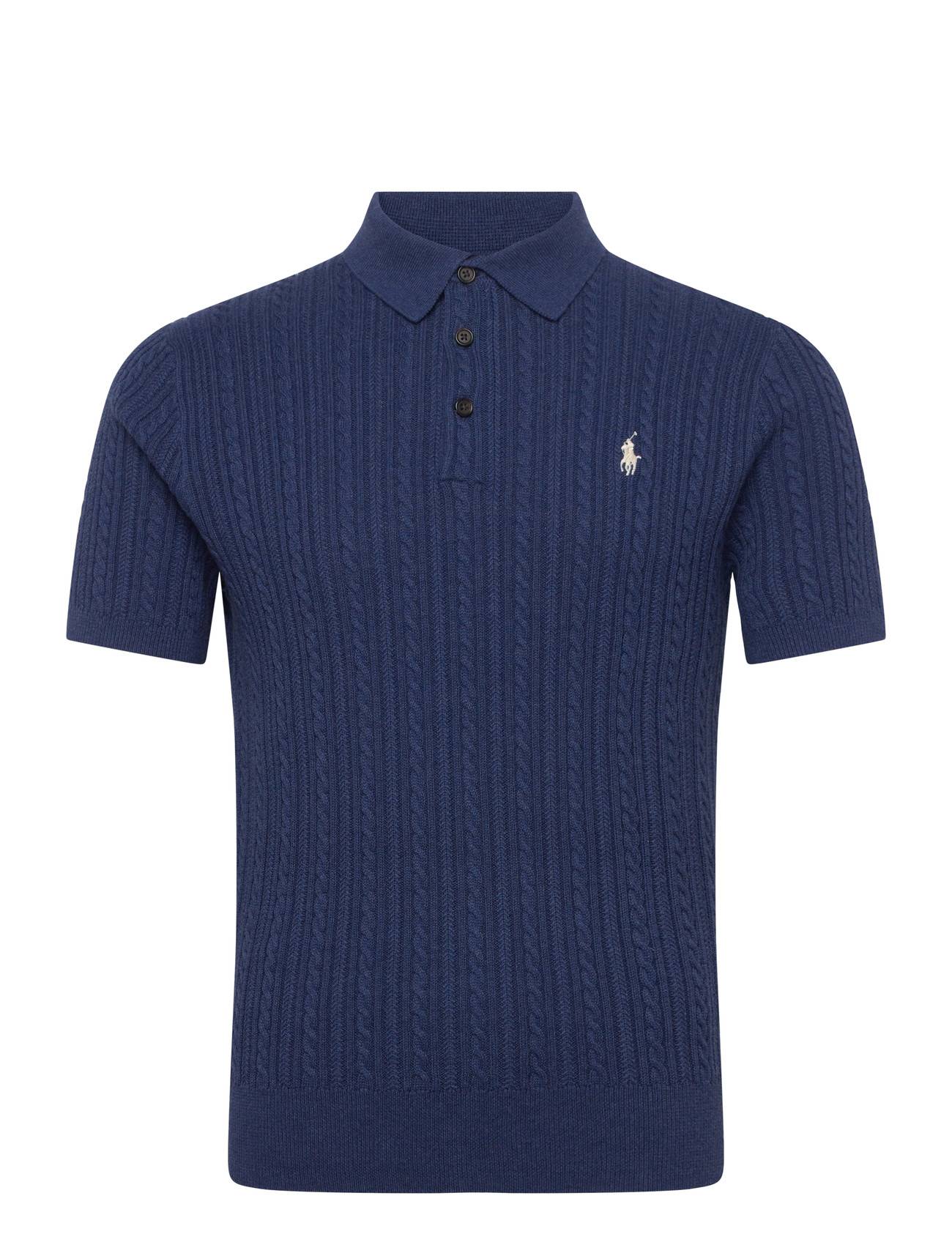 Polo Ralph Lauren Cable-Knit Cotton Polo-Collar Sweater - Navy - XXL