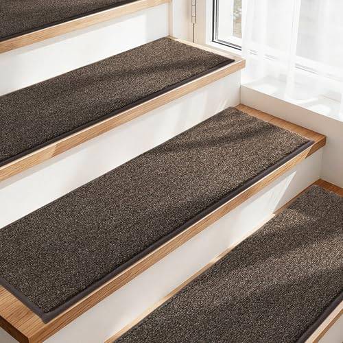 COSY HOMEER 15 stycken trappstegsmatta, 70x22 cm, brun