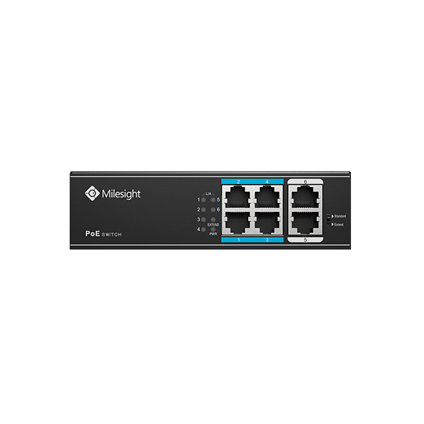 Milesight PoE Switch 4 x PoE, 2 x uplink, 65W.