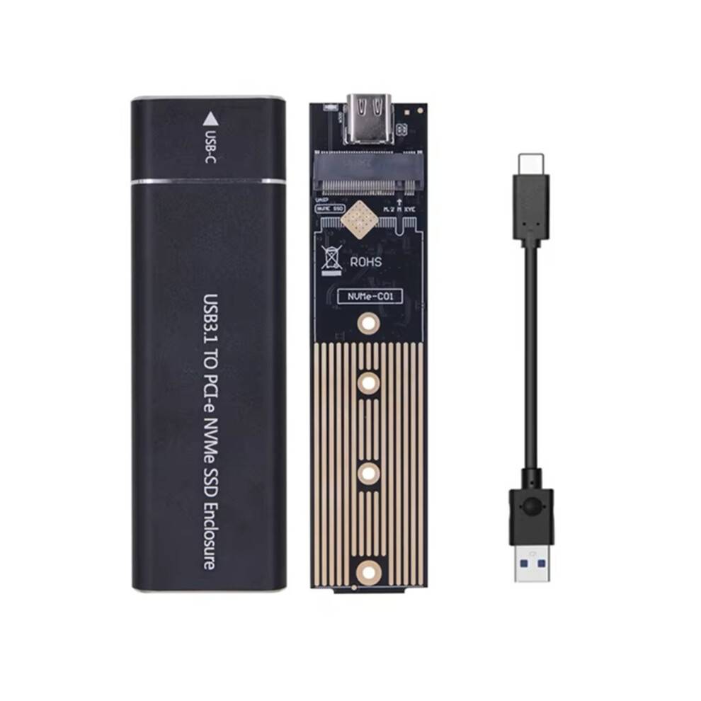 Til M/M+B-nøgle NVME-kabinet M.2 SSD-kabinet Type-C til M.2-harddisk NVME NGFF Dual Protocol SSD til 2230 2242 2260 Sort