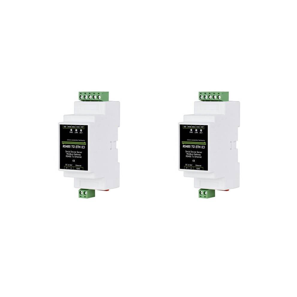 2X Industrial Isolated RS485 to ETH (C) RJ45 Converter Wall/Rail-Mount for Modbus for Reliable Data Communication