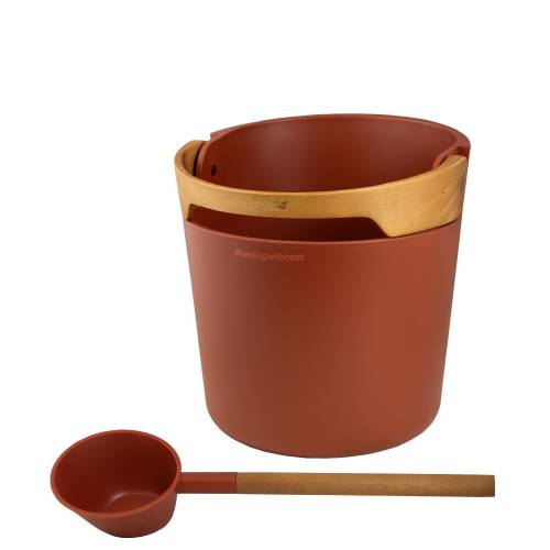 Saunatilbehør - Harvia Helmi spand og øse, terracotta