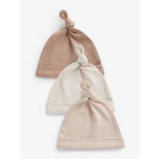 Next Neutral 100% Cotton Tie Top Baby Hats 3 Pack (0-12mths)