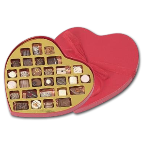 Rød hjerteæske med Luksus chokolade