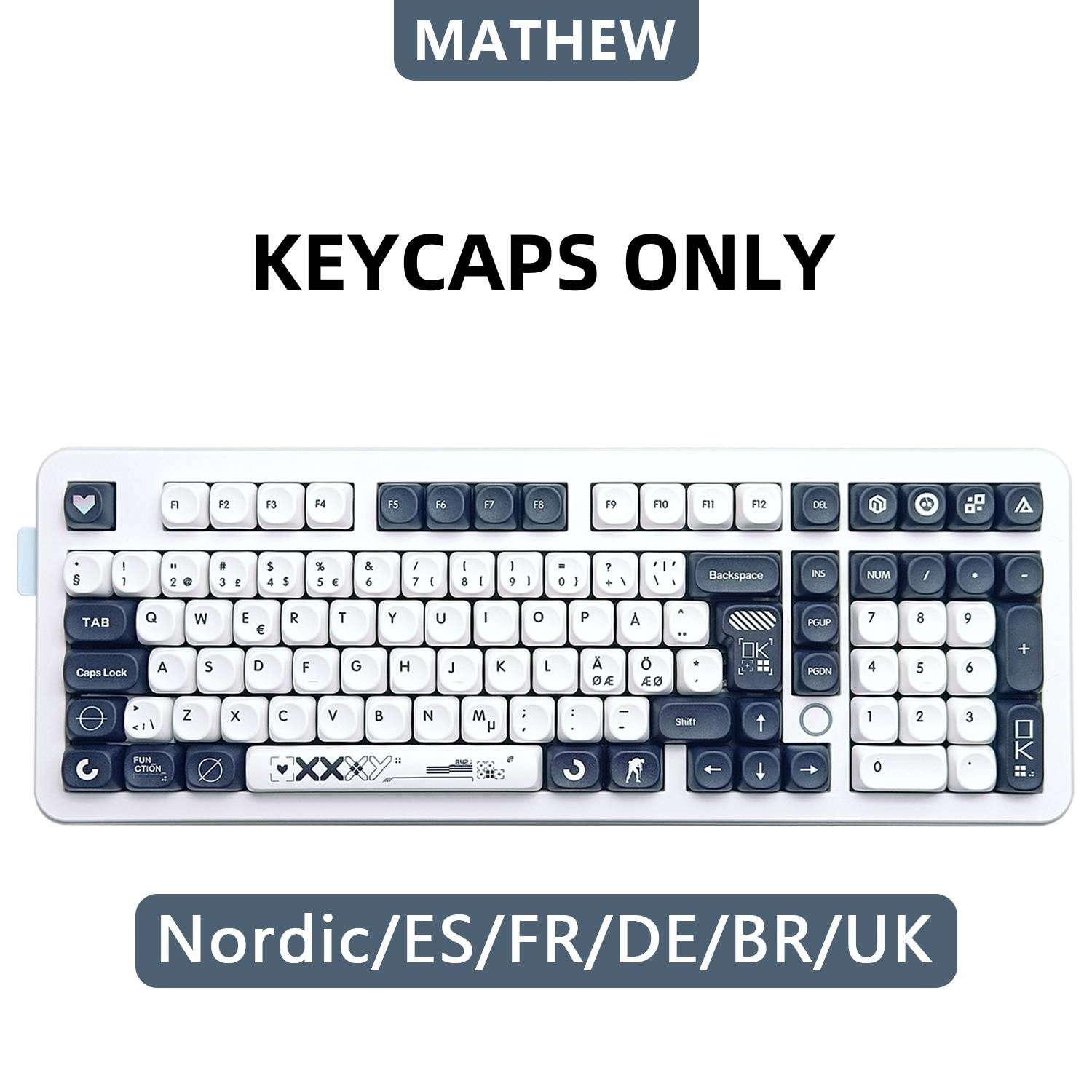 Print Stream Nordic French Keycap European Layout AZERTY Mechanical Keyboard QWERTZ Keycap ISO PBT Keycaps Spanish French German