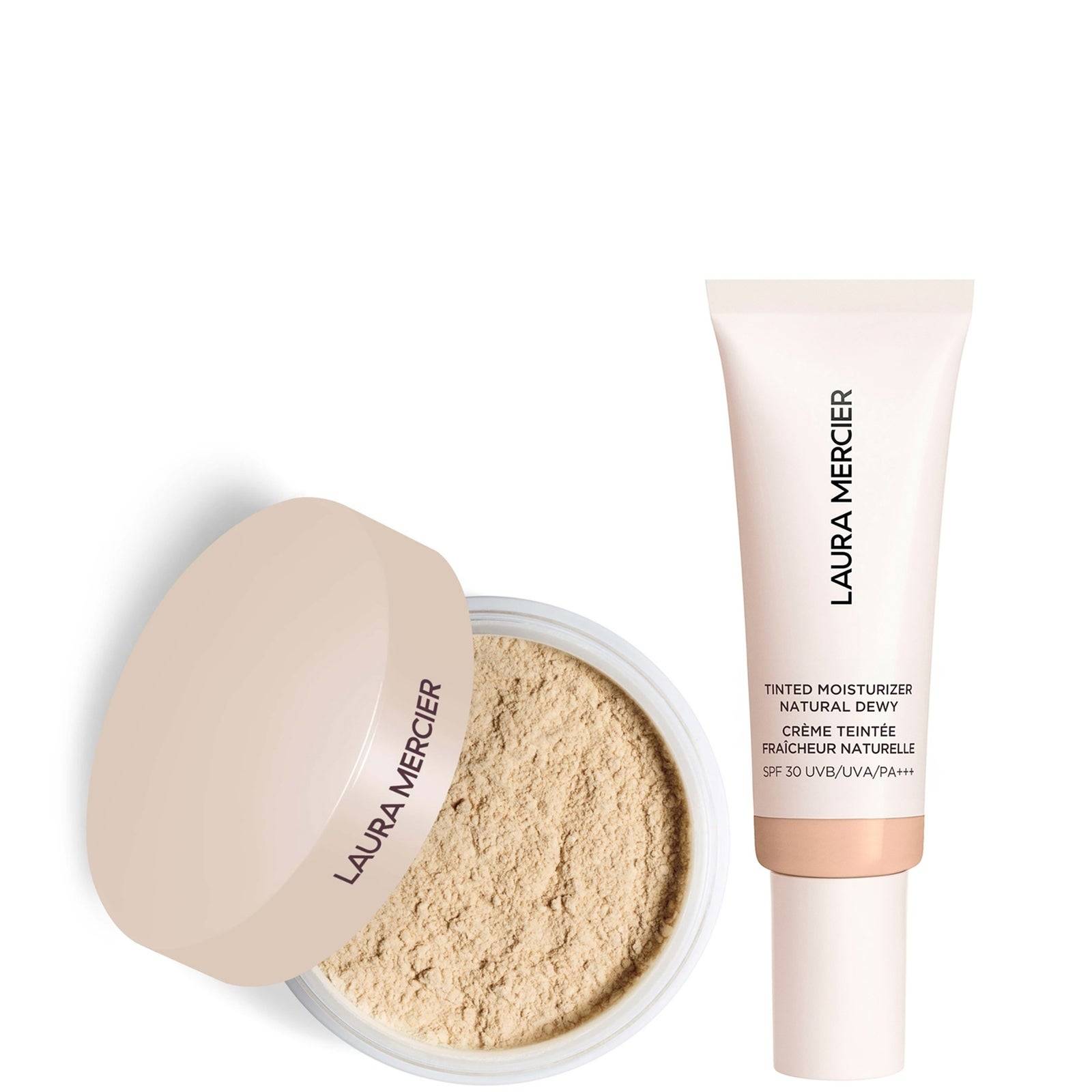 Laura Mercier Mini Translucent Loose Setting Powder Ultra Blur and Tinted Moisturiser Natural Dewy SPF 30 Duo (Various Shades) - 1C Cameo