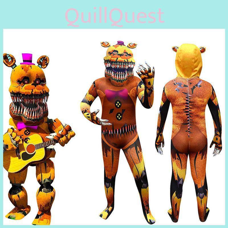 Five Nights At Freddy's Cosplay-dräkt För Barn Mjuk Mjölksilkestyg Helkroppsdräkt Halloween Maskeradkostym 140cm black