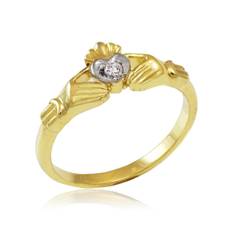 Diamond Claddagh Promise Ring, 0.03 ct in 9ct Gold - gold