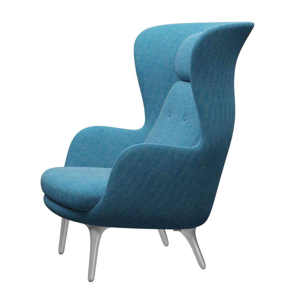 Ro Lænestol m. stel i aluminium fra Fritz Hansen Hallingdal - 840 White/Turquise - Jacobsen Plus