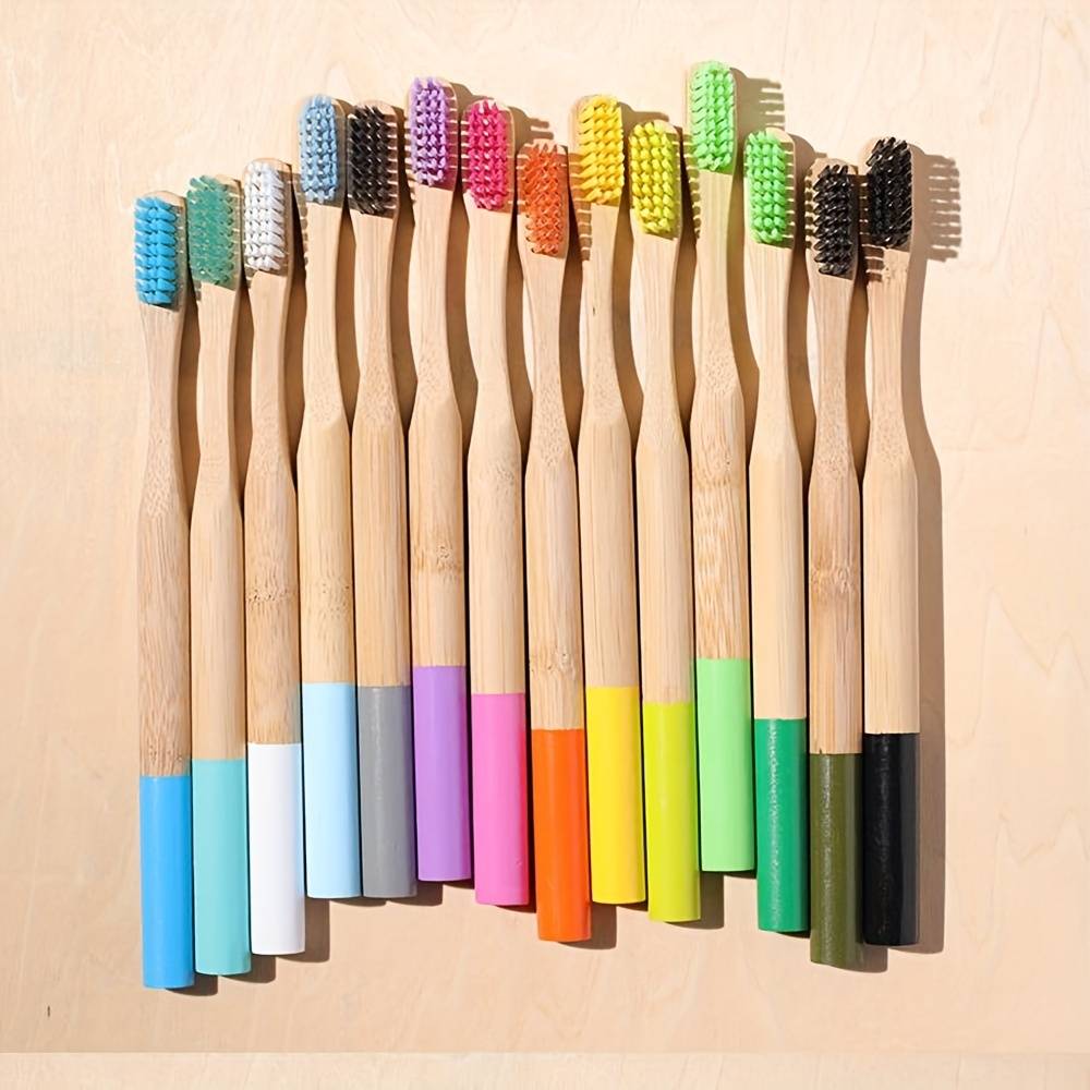 TEMU 10cs/set Round Handle Colorful Bamboo Toothbrush