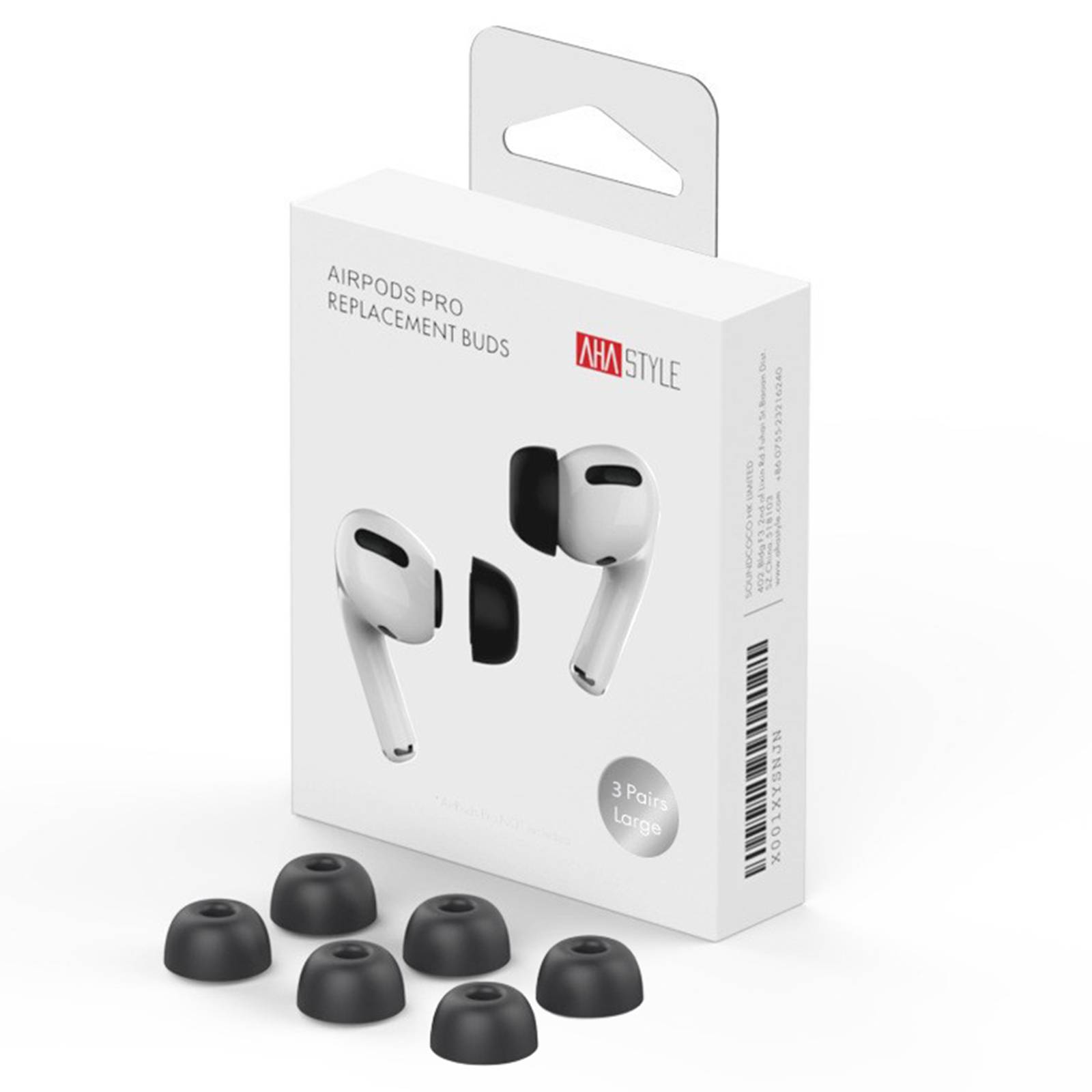 Ahastyle AirPods Pro 3 Ear Tips i memory foam - 3-pack strl L, svart