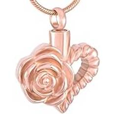 Urnas för Perros Cadena de Ceniza Oro Rosa Corazón de Rosa Joyería de cremación Collar conmemorativo de Acero Inoxidable Soporte de Recuerdo Joyería de Ceniza Colgante för Mujeres