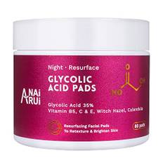 ANAiRUi Glykolsäure Peel Pads AHA Resurfacing Gesichtspads mit Vitaminen B5, C & E, Hexenhasel, Calendula, Gesichtspeeling Pads für Gesicht dunkle Flecken, Akne und reduziert feine Linien, Falten