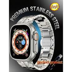 Kompatibel med Apple Watch-armband för män, vikbart spänne i rostfritt stål för Apple Watch Ultra 2/Ultra 49 mm, Serie 10 46 mm, 9/8/7 45 mm, SE2/6/5/ - Grå (38mm/40mm/41mm,42mm/44mm/45mm/49mm,Serie 10-46mm,Serie 10-42mm)