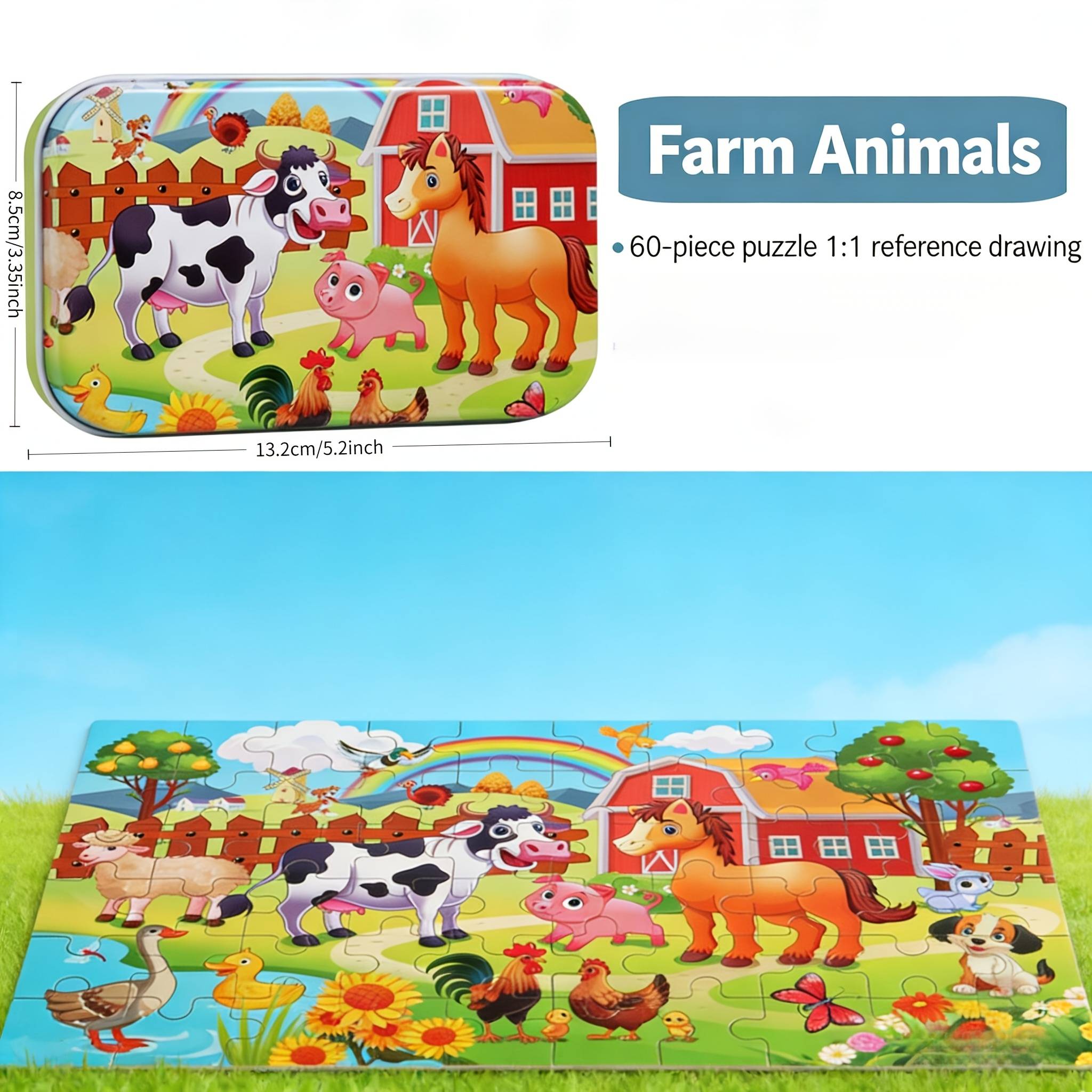 TEMU 60pcs Jigsaw Puzzle For Children, Featuring 2 Different Styles - Farm And Forest Puzzles. A Fun And Educational Toy For Parents And Children To .
