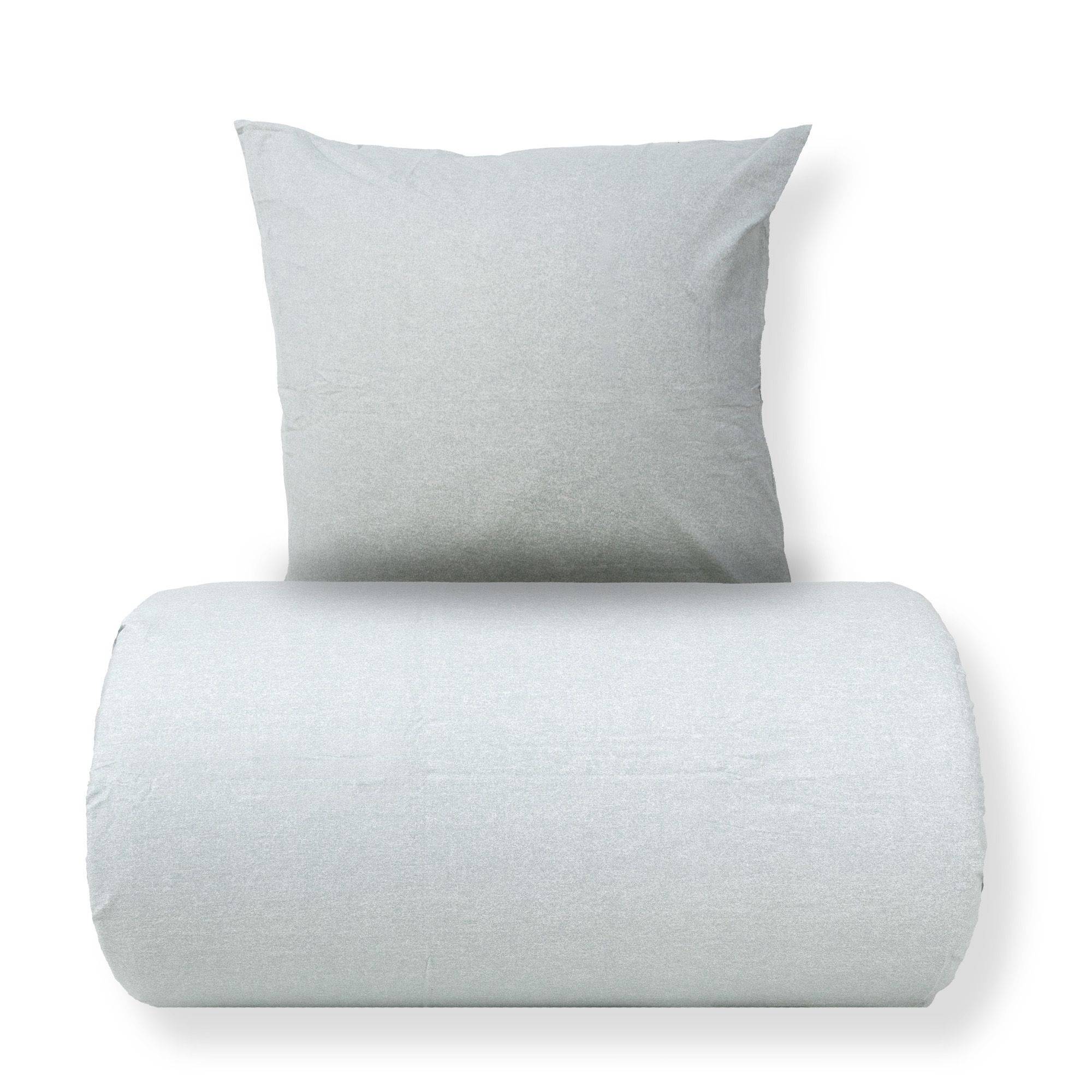Flonel dobbelt sengetøj 200x200 cm - Blødt ensfarvet sengesæt - Green Melange - 100% bomuldsflonel - By Night sengelinned