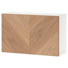 IKEA - BESTÅ reol med låge, hvid/Hedeviken egetræsfiner, 60x22x38 cm