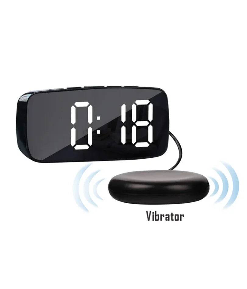 Super Loud Vibrating Alarm Clock with Bed Shaker Multifunctional Dual USB for Heavy Sleeper Deaf Hard of Hearing Snooze - black