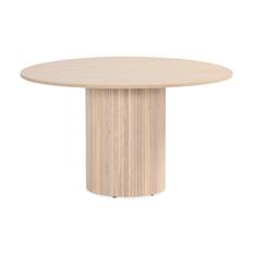 Matbord Runt Kopparbo 130 cm - Ljust vitlaserat ekträ & köksbord Beige Bark