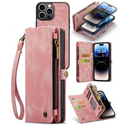 CaseMe Multi-Slot 2 i 1 Plånboksfodral iPhone 14 Pro Max Rosa