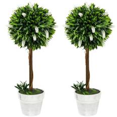 Konstgjord lavendel Set med 2 stora 60 cm konstgjorda växter, konstgjorda växter i kruka, konstgjorda plastblommor som äkta för