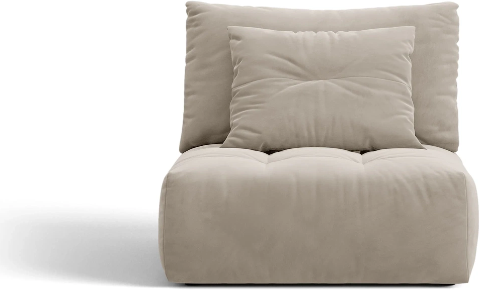 Armløst modul til byg-selv sofa Micadoni Bloom, velour lys beige.