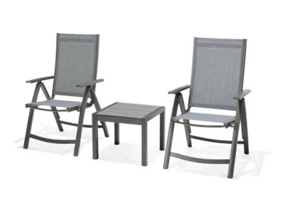 Lifestyle Garden Solana caféset Grå/grå 2 positionsstolar & bord 50x50 cm