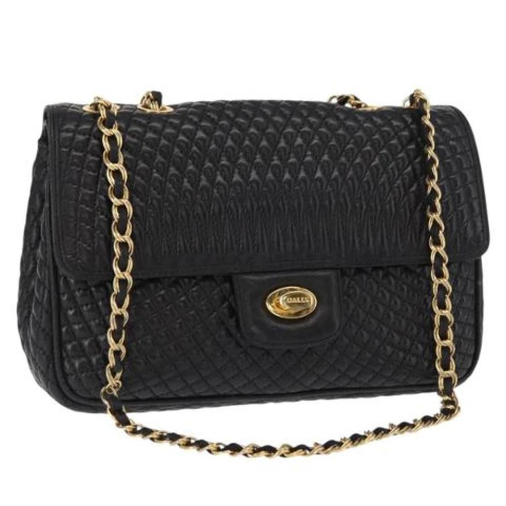 Bally Pre-owned Pre-owned Læder Skuldertaske - Vintage - Dame - Sort - ONE SIZE - Uld