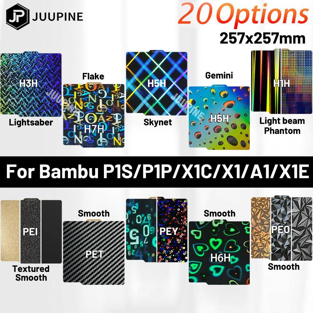 För Bambulab A1 Byggplatta P1S X1C Pei Texturerad 257x257 H1H PEY Peo Ark Fjäderstål För Bambu Lab X1 Carbon Bambulab P1P Bädd