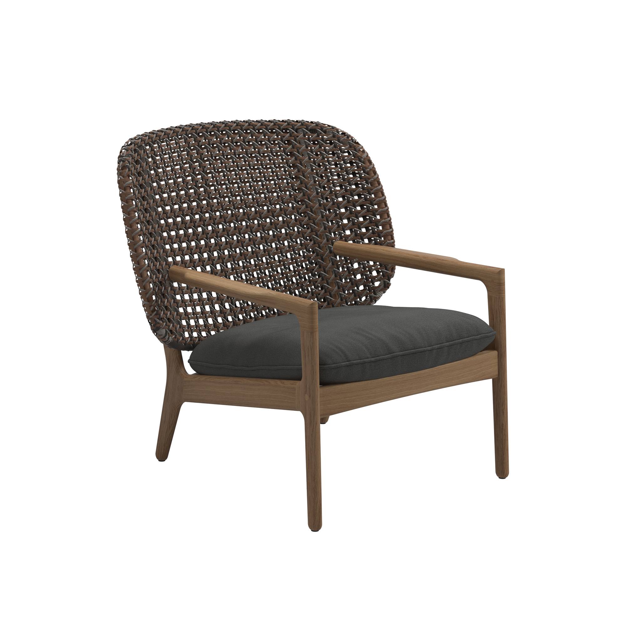 Gloster - Kay Low Back Lounge Chair, Frame Brindle, Kat.B Blend Coal - Fåtöljer utomhus - Henrik Pedersen - Grå - Naturmaterial/Trä/Textilmaterial