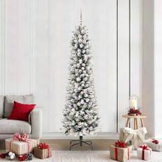 vidaXL Kunstigt juletræ Grøn og hvid 210 cm PVC og metal og plast